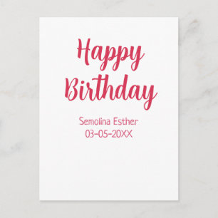 Postal feliz cumpleaños nombre rojo retro simple moderno 