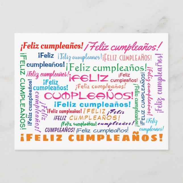 Postal Feliz cumpleaños, nubes de cumpleaños (Anverso)