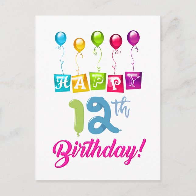 Postal Feliz cumpleaños número 12 (Anverso)