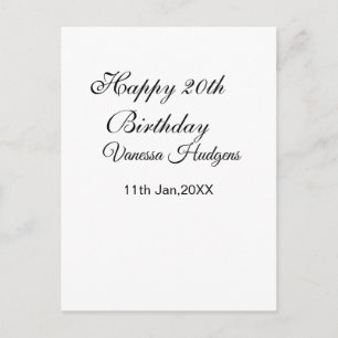 Postal Feliz cumpleaños número 20 nombre fecha simple min