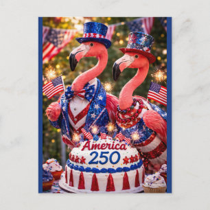 Postal Feliz cumpleaños número 250 a los flamencos Améric