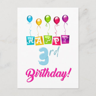 Postal Feliz cumpleaños número 3