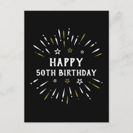 Postal Feliz cumpleaños número 50 Fuegos artificiales Bla