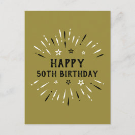 Postal Feliz cumpleaños número 50 Fuegos artificiales dor