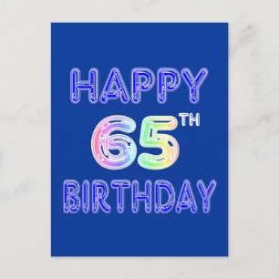 Postal Feliz cumpleaños número 65 en globo