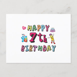 Postal Feliz cumpleaños número 7 deseos de 7 años