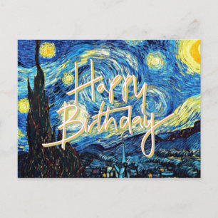 Postal ¡Feliz Cumpleaños! Obra de arte popular, Noche Est