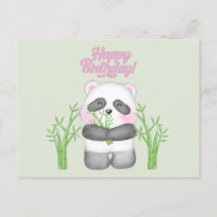 Feliz Cumpleaños Oso Panda Lindo y Bambú
