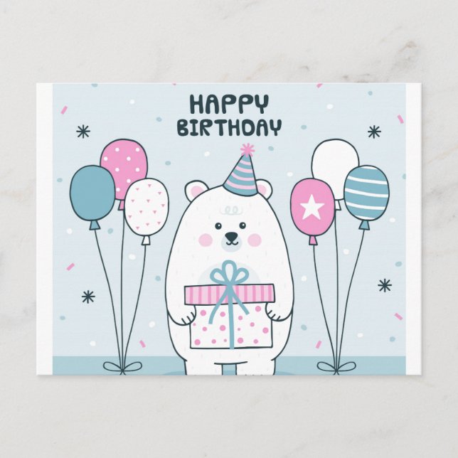 Postal Feliz cumpleaños, oso polar (Anverso)