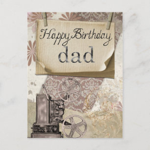 Postal Feliz cumpleaños papá Retro