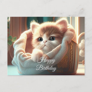 Postal Feliz Cumpleaños para Amantes de Gatos - Gatito Ad