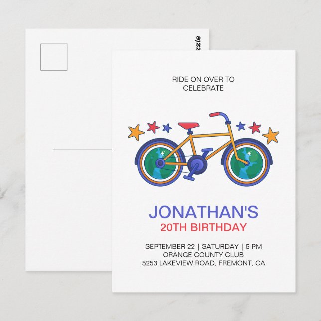 Postal Feliz Cumpleaños Para Ciclista Personalizado (Anverso / Reverso)
