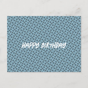 Postal Feliz Cumpleaños Patrón Abstracto Negro y Azul