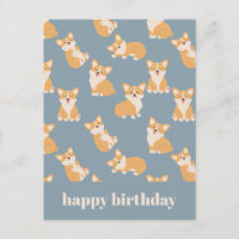 Feliz Cumpleaños Patrón de Corgi Adorable para Ama