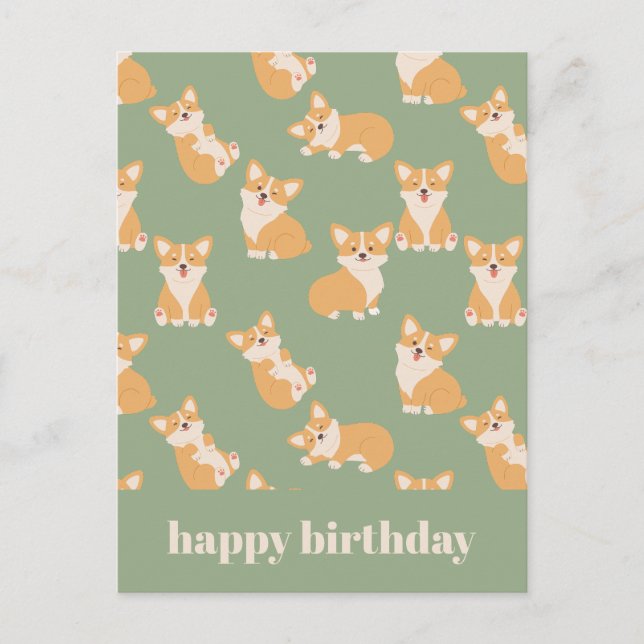 Postal Feliz Cumpleaños Patrón de Corgi Bonito para Amant (Anverso)