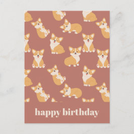 Postal Feliz Cumpleaños Patrón de Corgi Lindo para Amante