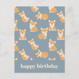 Postal Feliz Cumpleaños Patrón de Corgi Lindo para Amante