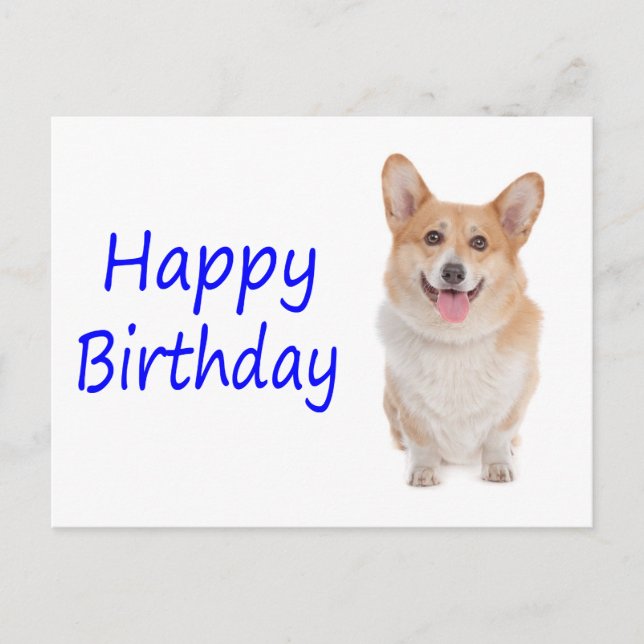 Postal Feliz cumpleaños Pembroke Corgi Puppy Dog Postcard (Anverso)