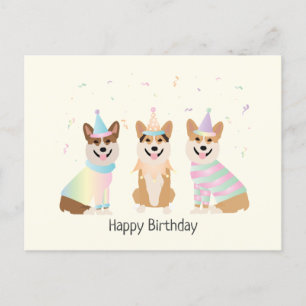 Postal Feliz Cumpleaños Pembroke Welsh Corgi Perros
