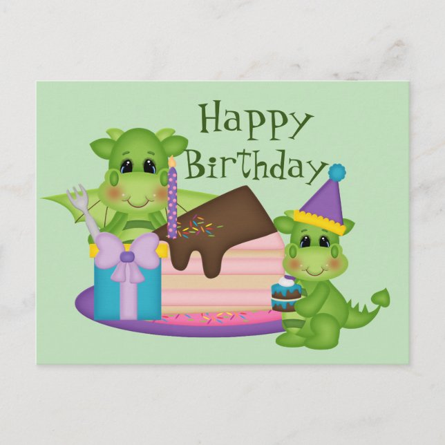 Postal Feliz cumpleaños, pequeño dragón (Anverso)