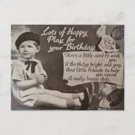 Postal Feliz Cumpleaños pequeño Niño Vintage Blanco y Neg