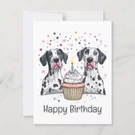 Postal Feliz Cumpleaños Perrito Gran Danés Cupcake