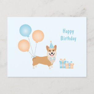 Postal Feliz Cumpleaños Perro Corgi
