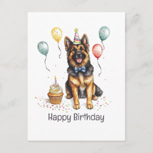 Postal Feliz Cumpleaños Perro Pastor Alemán