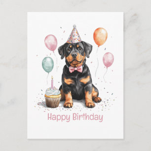 Postal Feliz Cumpleaños Perro Rottweiler