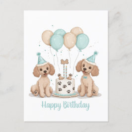 Postal Feliz Cumpleaños Perros Caniche Estándar