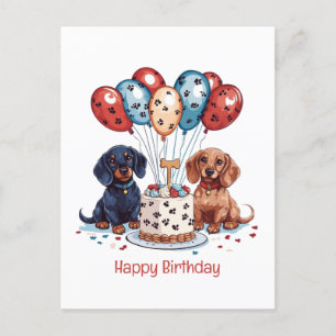 Postal Feliz Cumpleaños Perros Dachshund