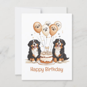 Postal Feliz Cumpleaños Perros de Montaña Berneses