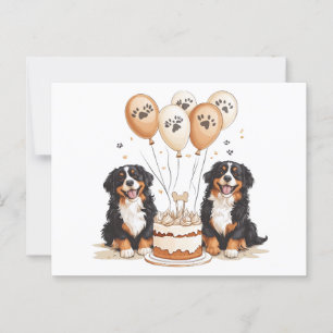 Postal Feliz cumpleaños perros de montaña berneses
