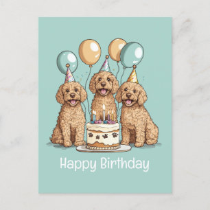 Postal Feliz Cumpleaños Perros Goldendoodle