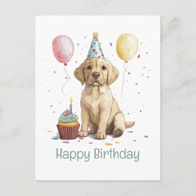 Postal Feliz Cumpleaños Perros Labrador Retriever (Anverso)