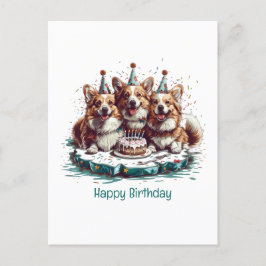 Postal Feliz Cumpleaños Perros Pembroke Welsh Corgi