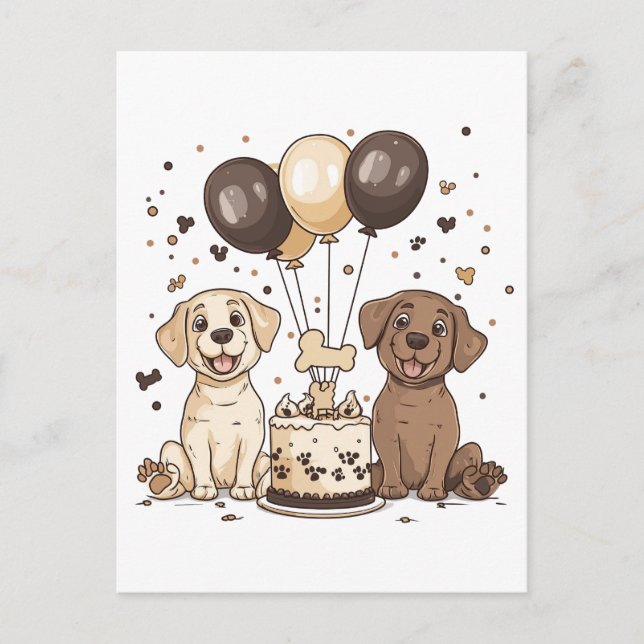 Postal Feliz cumpleaños, perros recuperadores de labrador (Anverso)