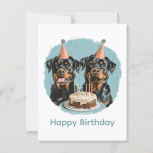 Postal Feliz Cumpleaños Perros Rottweiler