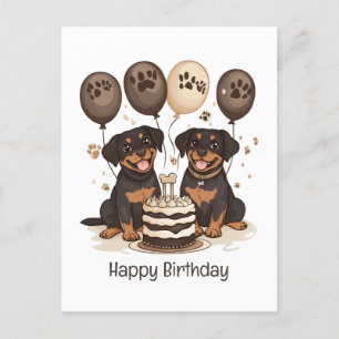 Postal Feliz Cumpleaños Perros Rottweiler