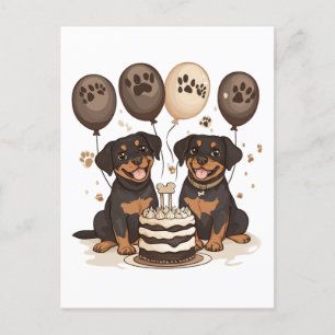 Postal Feliz Cumpleaños Perros Rottweiler