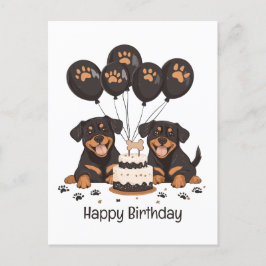 Postal Feliz Cumpleaños Perros Rottweiler