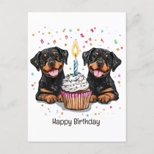 Postal Feliz Cumpleaños Perros Rottweiler