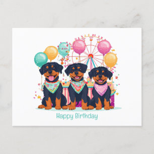 Postal Feliz Cumpleaños Perros Rottweiler En Una Feria 