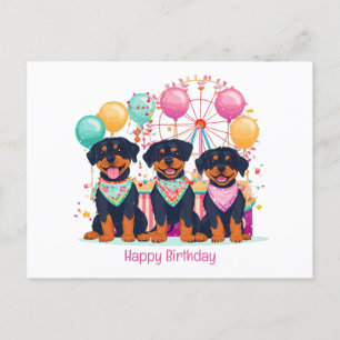 Postal Feliz Cumpleaños Perros Rottweiler En Una Feria 