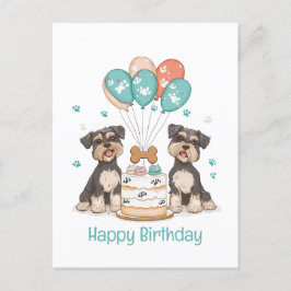 Postal Feliz Cumpleaños Perros Schnauzer