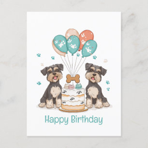 Postal Feliz Cumpleaños Perros Schnauzer