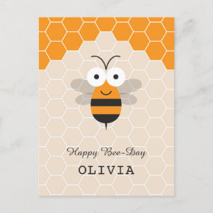 Postal Feliz cumpleaños Personalizado Cute Honey Bee Hone