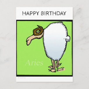 Postal Feliz cumpleaños Personalizado Zodiac Rótulos Arie