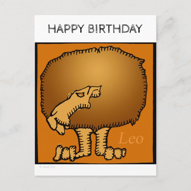 Postal Feliz cumpleaños Personalizado Zodiac Rótulos Leo  (Anverso)