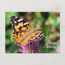 Postal feliz cumpleaños pintada Lady Butterfly